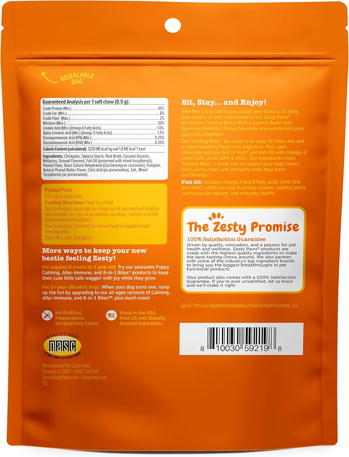 Zesty Paws Training Treats - Support Joint, Muscle, Immune Health - Fish Oil Omega 3 Fatty Acids - PB Flavor - 12oz