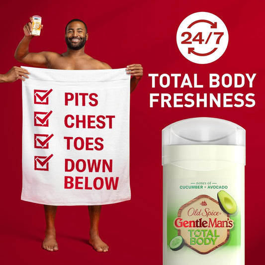 Old Spice Whole Body Deodorant For Men, Total Body Deodorant, Cucumber + Avocado, Aluminum Free Deodorant Stick For 24/7 Freshness // Dermatologist Tested Whole Body Deodorant, 3.0 Oz