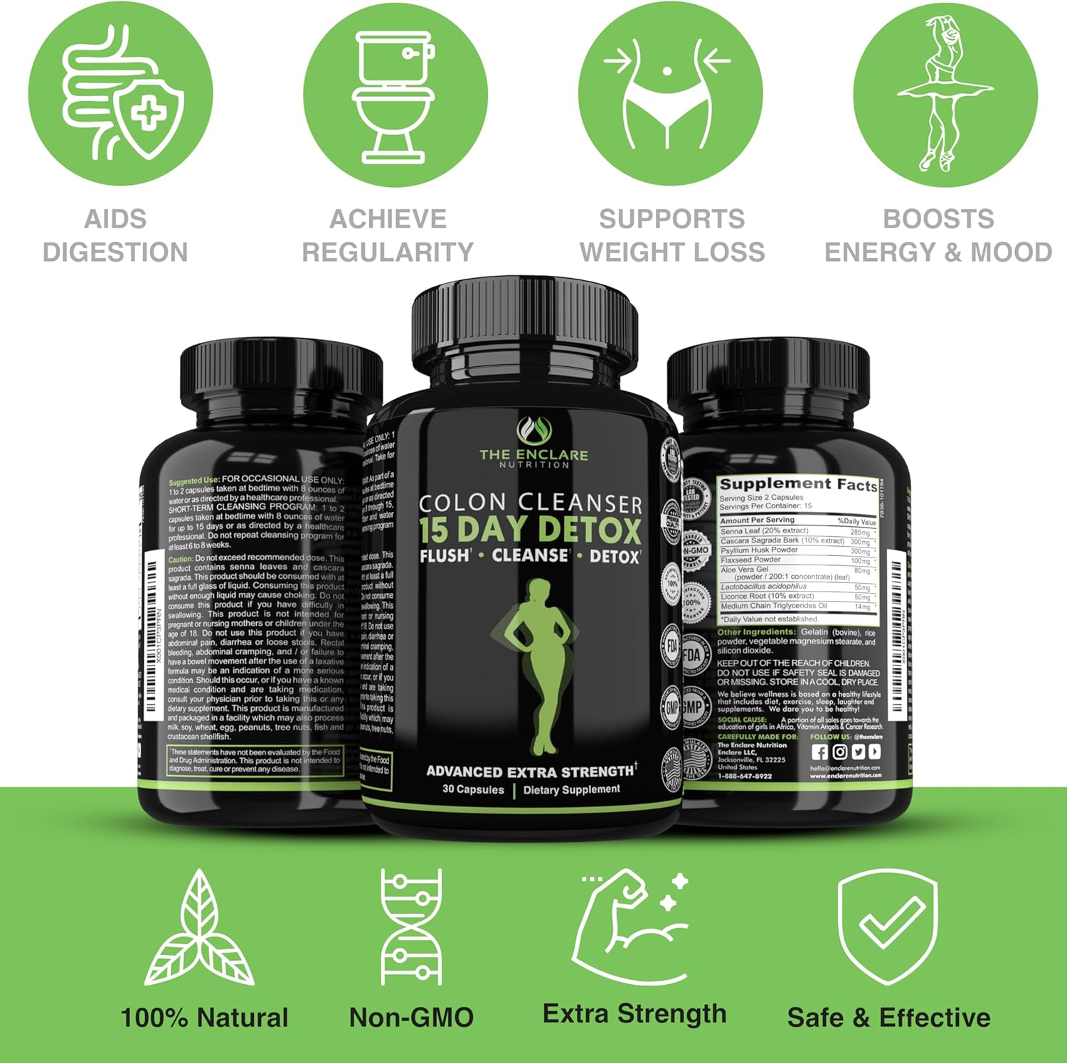 The Enclare Nutrition 15 Day Detox Cleanse For Weight Loss. Advanced Gut Support For Women & Men. Colon Cleanse Laxatives For Constipation & Bloating Relief. Gut Cleanse Probiotic Diet Pills 60Ct (2) : Health & Household
