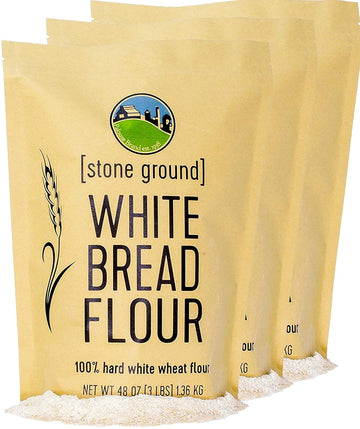 Hard White Wheat Flour | 9 LBS | No Additives or Preservatives | 100% Non-Irradiated | Certified Kosher Parve | USA Grown | Field Traced | Resealable Kraft Bag (3 Pound, Pack of 3)