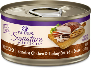 Wellness Core Grain-Free Signature Selects Wet Cat Food, Natural Pet Food Made With Real Meat (Shredded Chicken & Turkey, 2.8 Ounces, Pack Of 12)