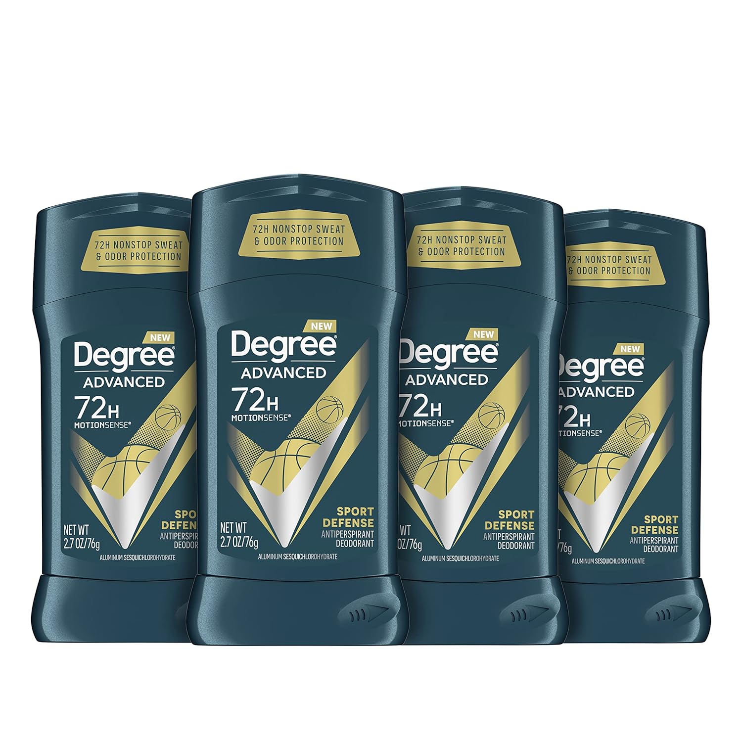 Degree Men Advanced Antiperspirant Deodorant 72-Hour Sweat And Odor Protection Sport Defense Antiperspirant For Men With Motionsense Technology 2.7 Oz 4 Count