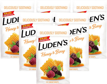 Luden's Soothing Throat Drops, Honey Berry, 25 ct (Pack of 6)