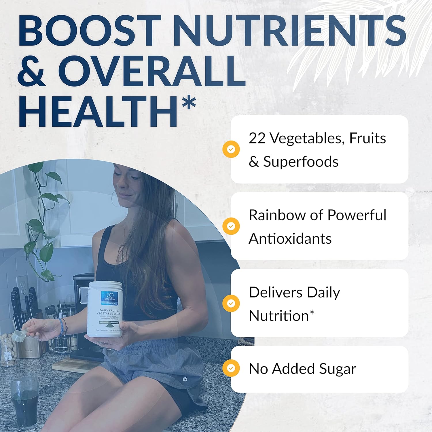 Equilife Daily Fruit & Vegetable Blend, Superfood Antioxidant Supplement, Crisp Apple Flavor With Vitamin C, Fiber, And 9 Essential Amino Acids, Supports Energy, Low Sugar, Vegan, 30 Servings Tub : Health & Household