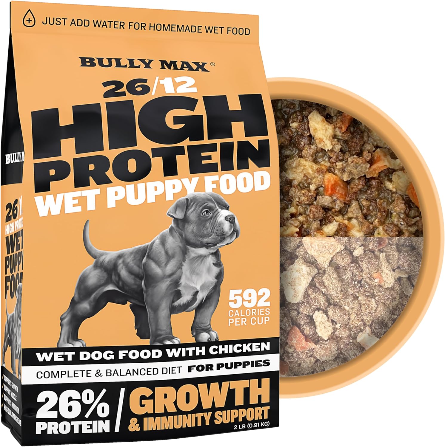 Bully Max Complete Puppy Nutrition Bundle - Dry Puppy Food & Dehydrated Wet Dog Food, Plus Chewable Vitamin Supplement Tablets for Small & Large Breed Puppies - Supports Growth, Health and Immunity : Pet Supplies