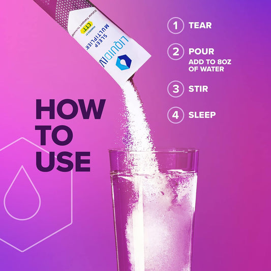 Liquid I.V. Hydration + Sleep Multiplier - Blueberry Lavender - Hydration Powder Packets | Electrolyte Drink Mix | Easy Open Single-Serving Stick | Non-GMO | 10 Sticks