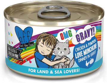 Weruva B.F.F. Omg - Best Feline Friend Oh My Gravy!, Love Munchkin! With Chicken & Pumpkin In Gravy Cat Food, 2.8Oz Can (Pack Of 12)