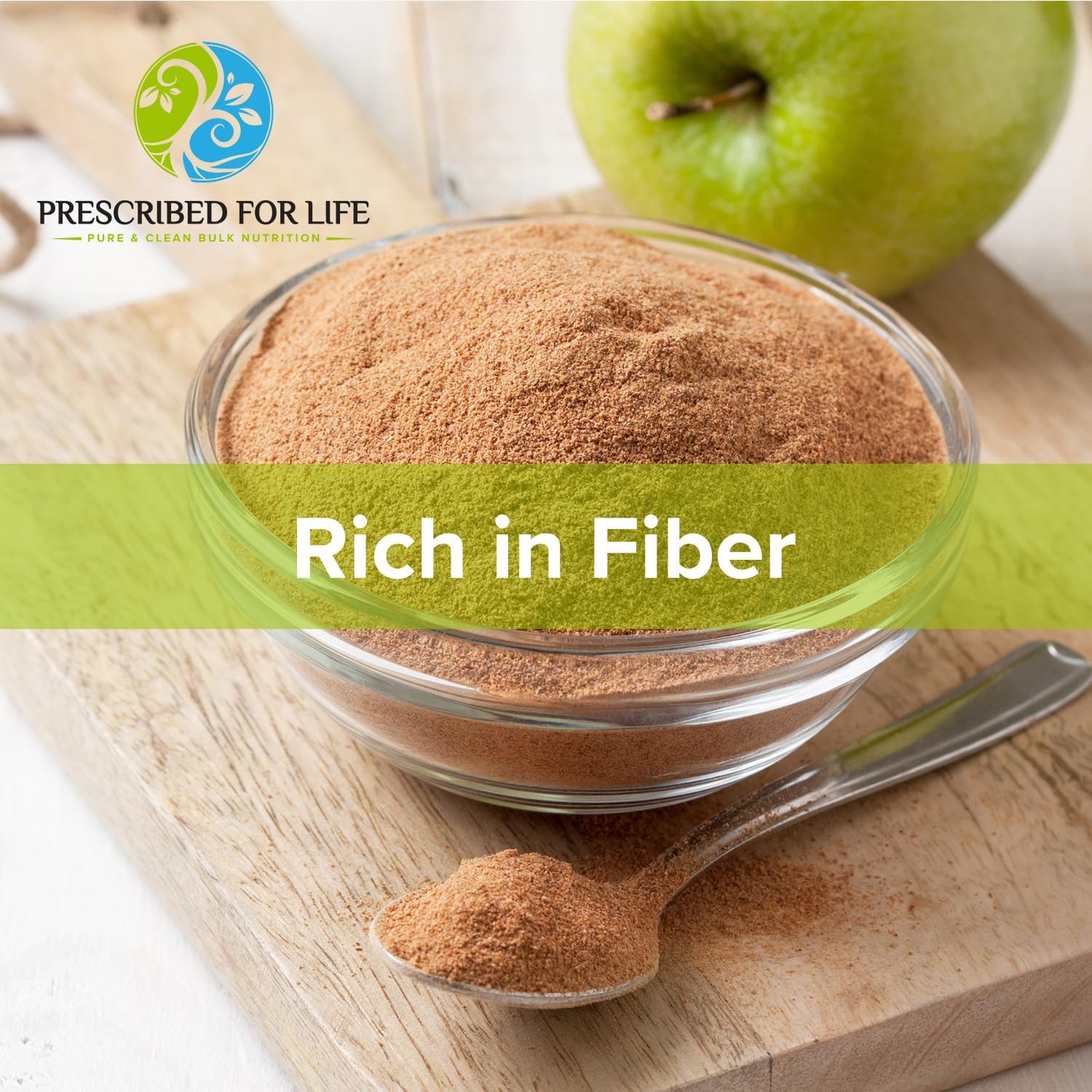 Prescribed For Life Apple Fiber Powder | Natural Apple Pectin Fiber Supplement for Digestive Health | Whole Apple Concentrate Powder | Vegan, Non GMO, Gluten Free (12 oz / 340 g) : Health & Household