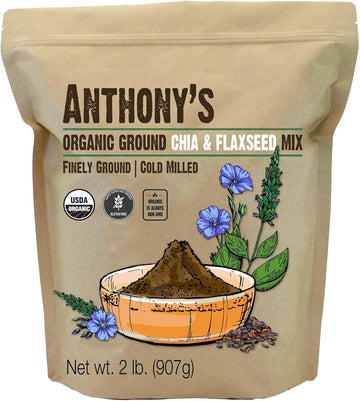 Anthony's Organic Ground Chia and Flaxseed Mix, 2 lb, Gluten Free, Finely Ground, Cold Milled, Non GMO