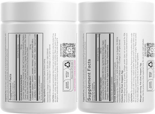 Codeage Multi Collagen Protein Capsules & Probiotics For Women Bundle | Multi Collagen Pills, Collagen Types I, Ii, Ii, V & X, 90 Count | Prebiotics & Probiotics For Women - Soy & Dairy Free, 60 Count