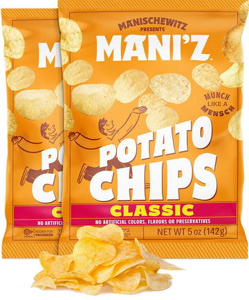 Manischewitz Original Salted Potato Chips 5oz (2 Pack) | Crispy & Delicious | No Artificial Colors, Flavors or Preservatives | Kosher for Passover