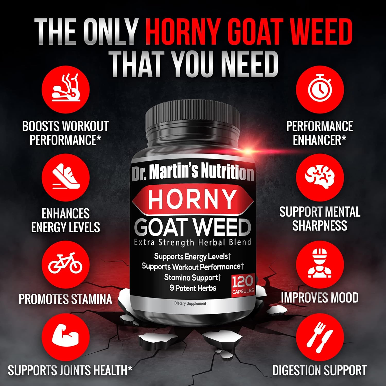 Super Strength 1590mg Horny Goat Weed 120 Capsules With Maca Arginine & Ginseng - Naturally Boost your Health, Workout Performance, Endurance & Energy, Joint Health For Men & Women (120C) : Health & Household