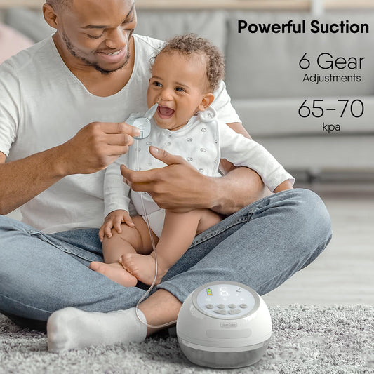 Nasal Aspirator for Baby with 6 Level Suction, Rechargeable Electric Nose Suction for Baby Nose Sucker with 6 Music White Noise 3 Night Light for Infants Kids Toddlers Grey