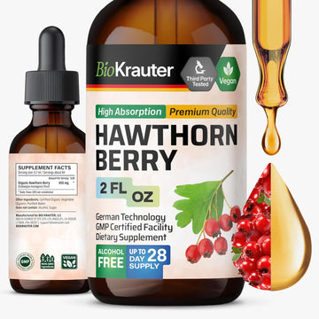 Bio Krauter Hawthorn Berry Extract - Vegan Hawthorne Supplement - Alcohol And Sugar Free - 2 Fl.Oz