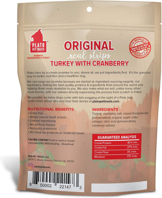 Plato Original Real Strips Turkey & Cranberry 6Oz