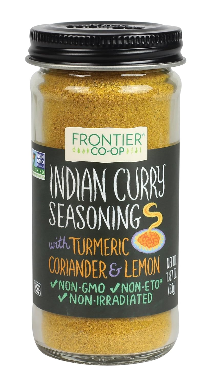 Frontier Co-Op Indian Curry Seasoning, 1.87 Ounce Bottle, Complex Flavor With Turmeric, Coriander And Lemon