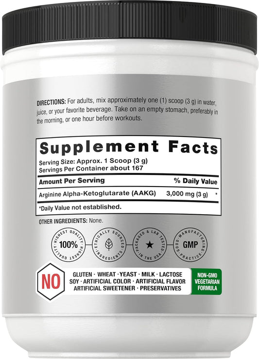 Horbäach Aakg Powder | Arginine Alpha-Ketoglutarate | 1.1Lbs (17.6 Oz) | Vegetarian, Non-Gmo, & Gluten Free Supplement