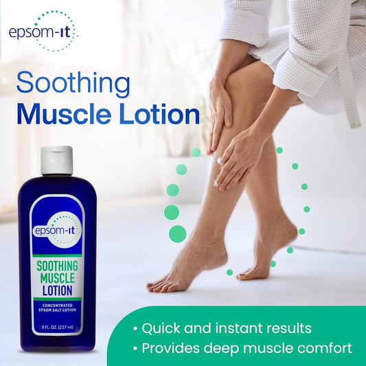 Epsom-It Soothing Muscle Lotion - Epsom Salt Magnesium Sulfate Cream Arnica For Muscle Stiffness, Topical Magnesium Lotion, Providing Comfort For Legs, Knee And Feet, 8.0 Oz