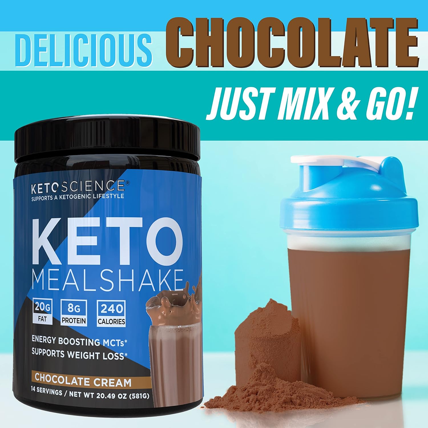 Keto Science Ketogenic Meal Shake Chocolate Dietary Supplement, Rich i