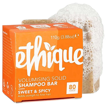 Ethique Sweet & Spicy - Volumizing Solid Shampoo Bar for Fine, Flat, Limp Hair - Vegan, Eco-Friendly, Plastic-Free, Cruelty-Free, 3.88 oz (Pack of 1)