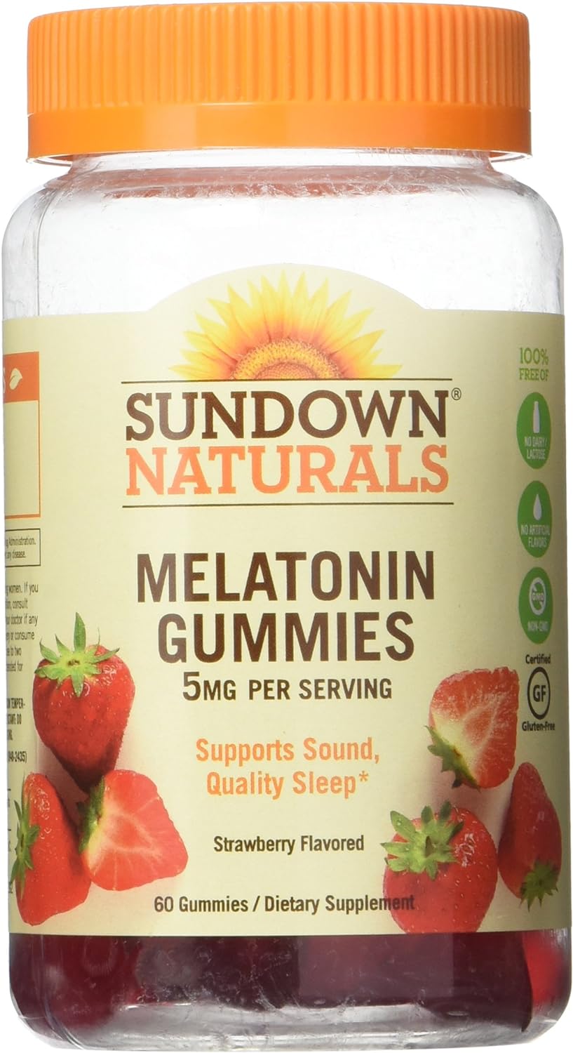 Sundown Naturals Melatonin 5 mg Dietary Supplement Gummies Strawberry Flavor - 60 ct, Pack of 3