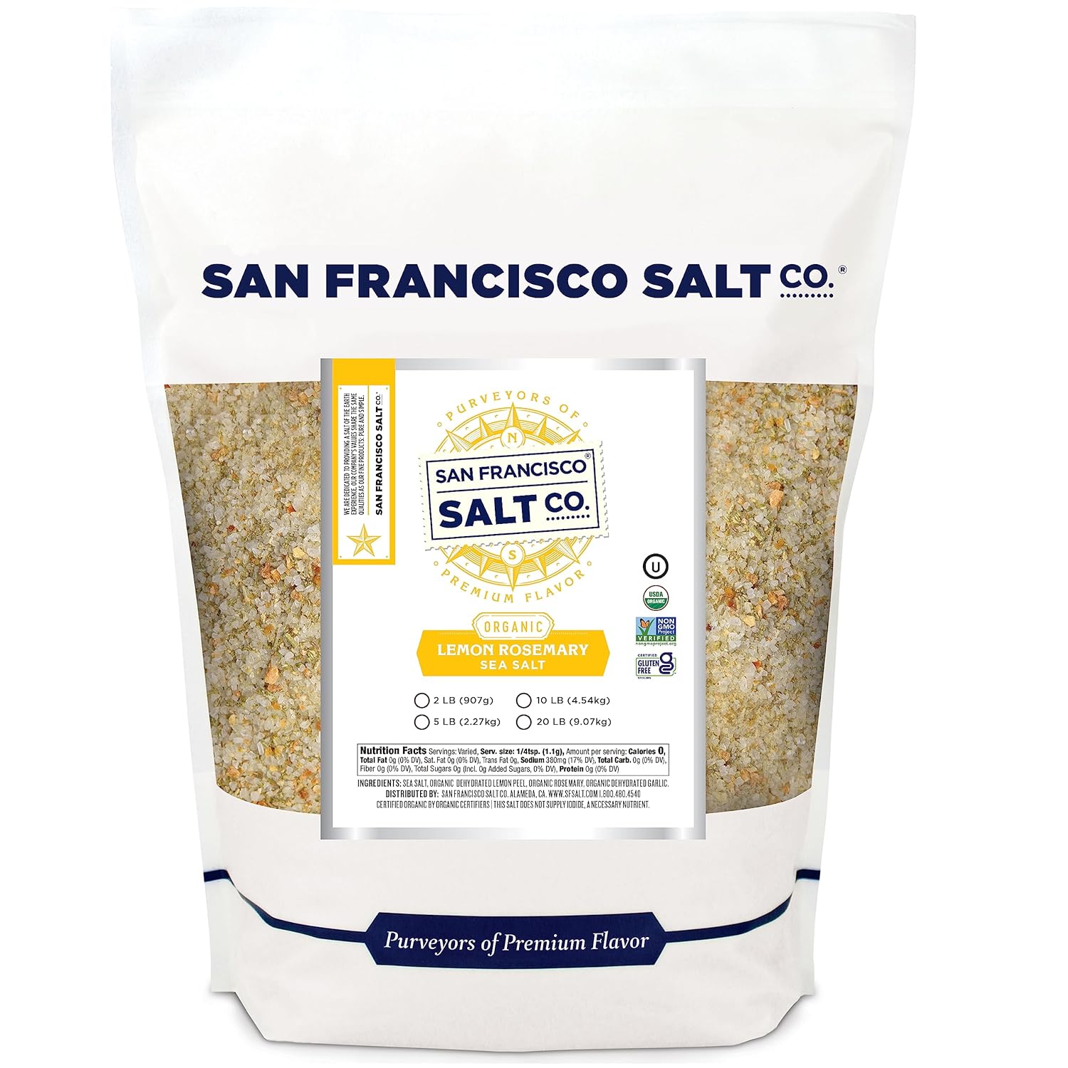 Organic Lemon Rosemary Sea Salt 2 Lbs. By San Francisco Salt Company