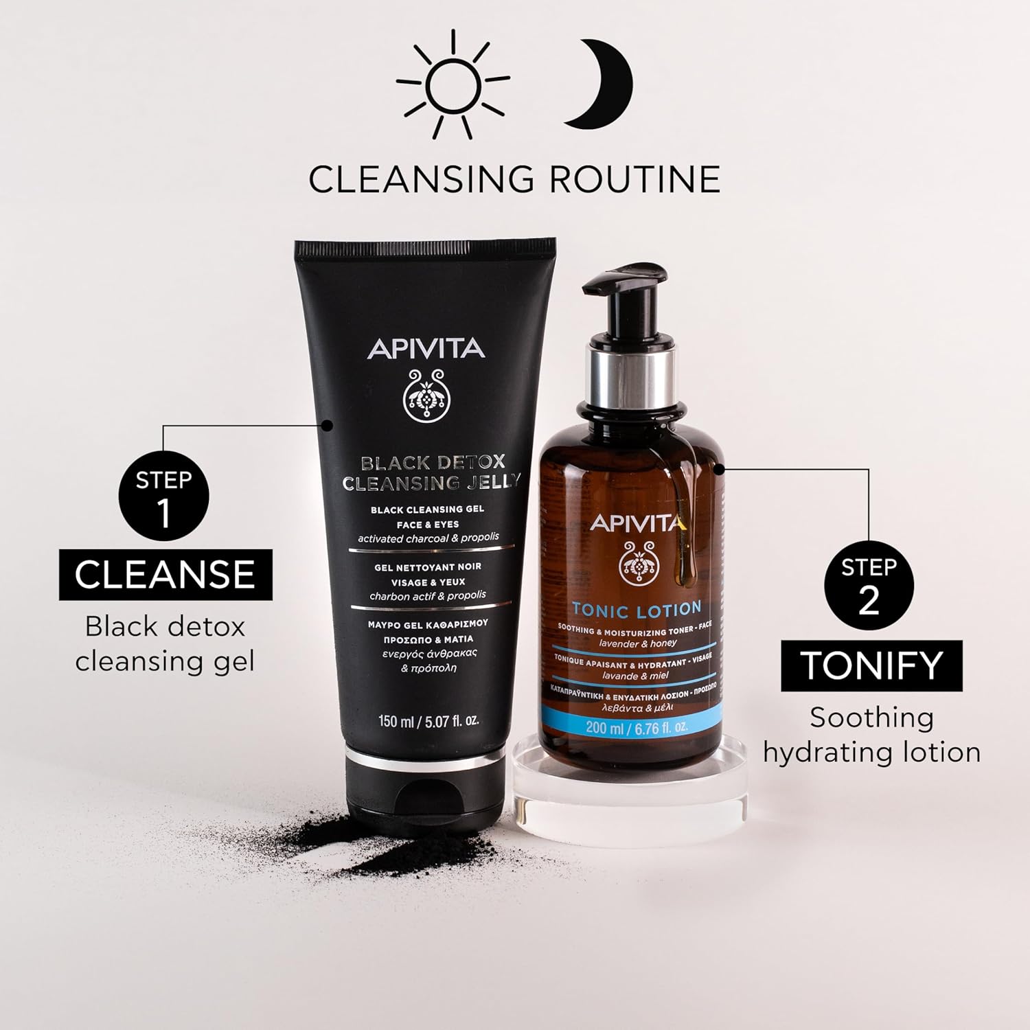 Apivita Black Detox Cleansing Jelly | Detoxifying Face & Eye Cleansing Gel With Activated Charcoal & Propolis, 150 Ml / 5.07 Oz : Beauty & Personal Care