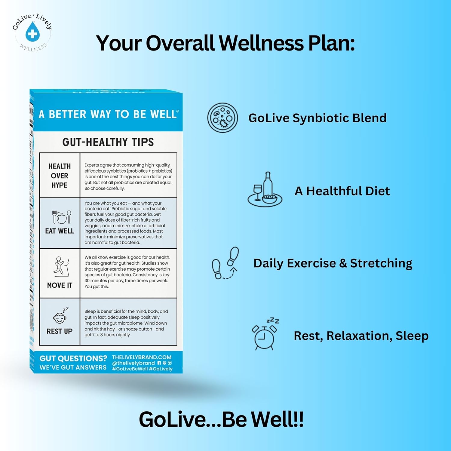 Golive Prebiotic & Probiotic For Women, Men, Kids. Flavor-Free, Sugar-Free, Synbiotic Powder W/ Gos, L-Glutamine, Vitamin D3, Electrolytes. For Gut Health, Digestion, Metabolism, Immunity 15-50B Cfus. : Energy Drinks : Grocery & Gourmet Food