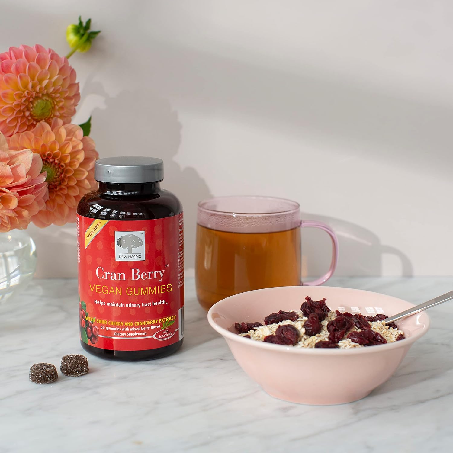 NEW NORDIC Cranberry Vegan Gummies | Urinary Tract & Bladder Support | Balance & Cleanse with Cran Berry & Sour Cherry Antioxidants | Gluten Free | for Women and Men | 60 Count (Pack of 1) : Health & Household
