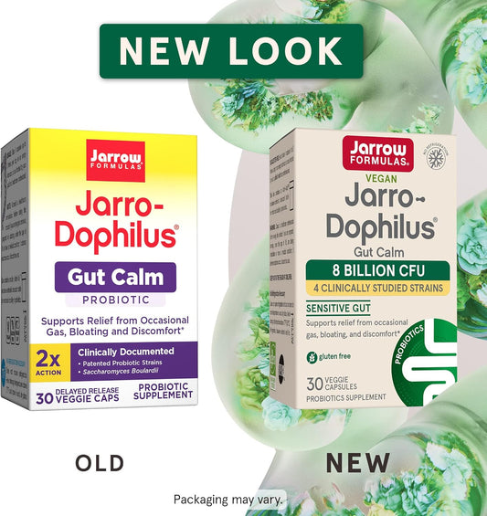 Jarrow Formulas® Jarro-Dophilus® Gut Calm Probiotic, 8 Billion Cfu Supplement For Digestive Health, 30 Delayed Release Capsules, 30 Day Supply