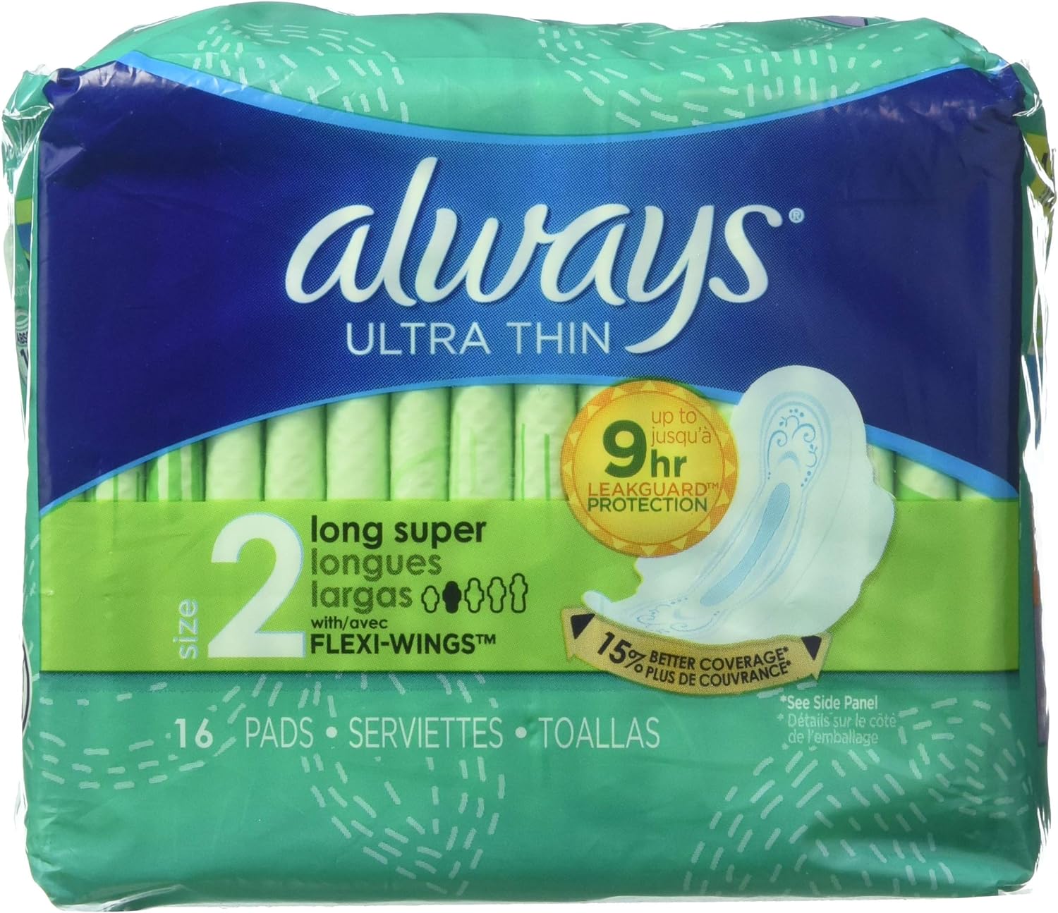 Always Pads Size 2 Ultra Thin 16 Count Long Super (3 Pack)