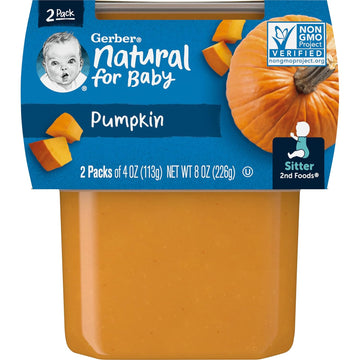 Gerber 2Nd Foods Natural For Baby Baby Food, Pumpkin, 4 Oz Tubs (2 Pack)