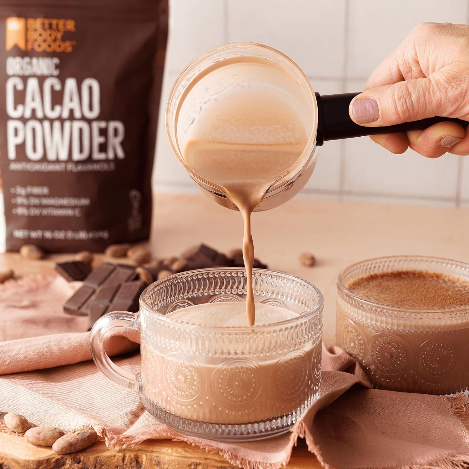 Betterbody Foods Organic Cacao Powder, Rich Chocolate Flavor, Non-Gmo, Gluten-Free, 32 Ounce, 2 Lb Bag