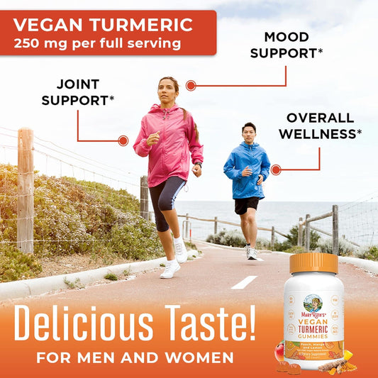 MaryRuth Organics Vitamin Gummy | Turmeric Curcumin Extract | Chewable Supplement | Vegan | Non-GMO | Gluten Free | Peach | Mango and Lemon Flavor | 250 mg Per Serving | 120 Count