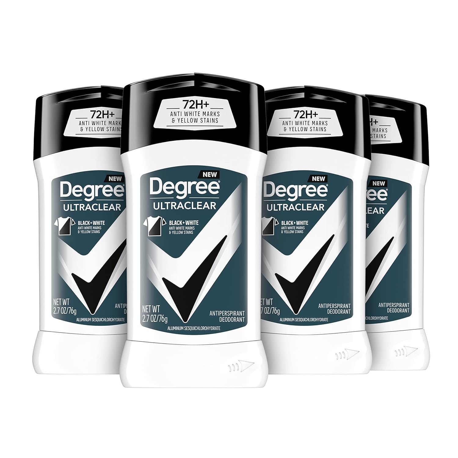 Degree Men Ultraclear Antiperspirant Deodorant Black + White 72-Hour Sweat & Odor Protection Antiperspirant For Men With Motionsense Technology 2.7 Ounce (Pack Of 4)
