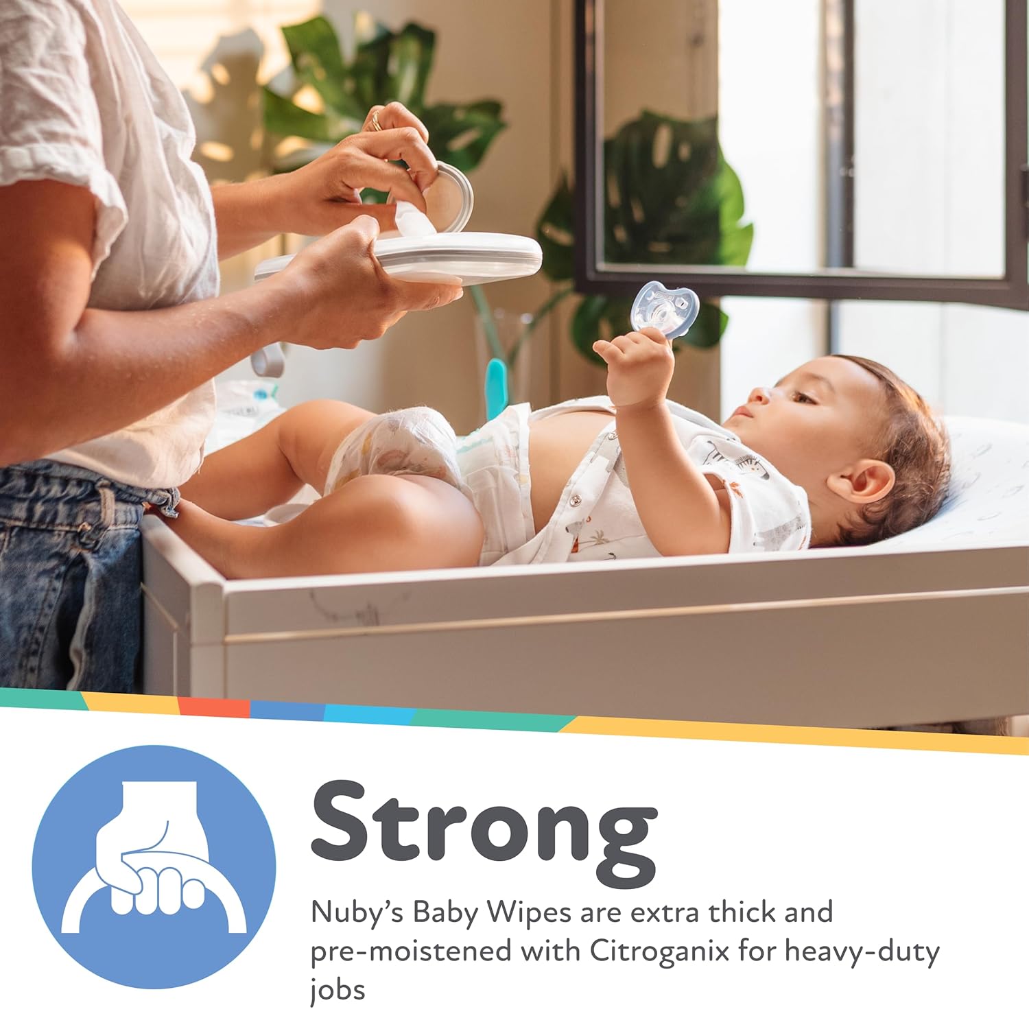 Nuby Soothing Baby Wipes Naturally Inspired With Chamomile Aloe And Citroganix (Fragrance Free/Extra Thick), Unscented, 64 Count