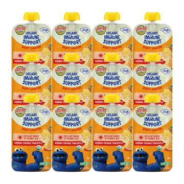 Earth'S Best Organic Kids Snacks, Sesame Street Toddler Snacks, Immune Support Fruit Smoothie For Toddlers 2 Years And Older, Pineapple Orange Banana, 4 Oz (Pack Of 12)