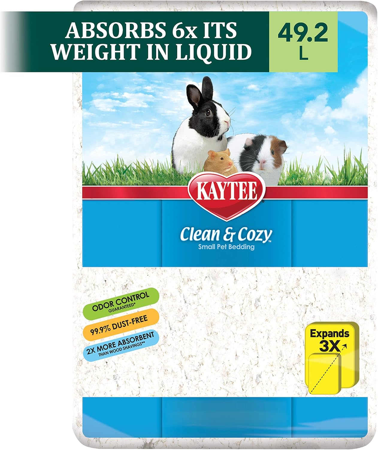 Kaytee Clean & Cozy White Bedding Pet For Guinea Pigs, Rabbits, Hamsters, Gerbils, And Chinchillas, 49.2 Liters