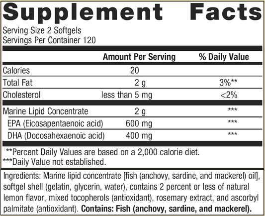 Metagenics OmegaGenics EPA DHA 500 Omega 3 Fish Oil Daily Supplement t