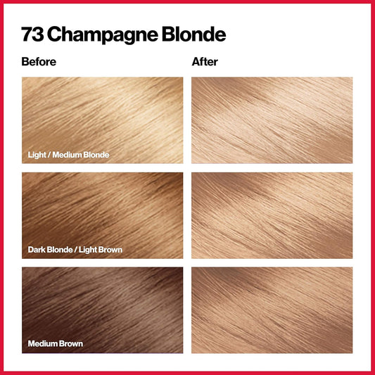 Revlon Colorsilk Beautiful Color Permanent Hair Color With 3D Gel Technology & Keratin, 100% Gray Coverage Hair Dye, 73 Champagne Blonde