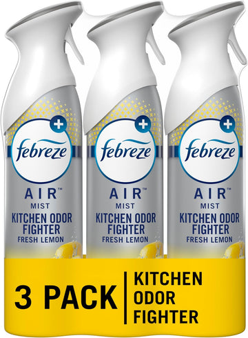 Febreze Room Air Fresheners, Home & Kitchen Room Fresheners, Air Freshener Spray, Odor Fighter Air Freshener for Home, Fresh Lemon Scent, 8.8 oz. Aerosol Can (Pack of 3)