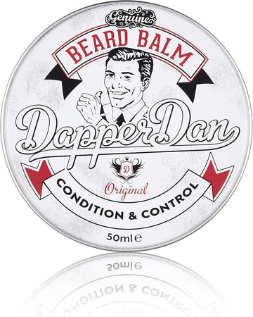 Dapper Dan Nourishing Beard Balm, Blend Of Essential Oils And Waxes To Shape, Style And Nourish Moustaches And Beard, Vanilla And Raspberry Scent, 1 X 50Ml