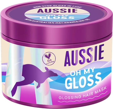 Aussie Oh My Gloss Glossing Hair Mask 500Ml, Moisturises And Deeply Nourishes Dry And Dull Hair, Restores Your Natural Gloss, Infused With Australian Macadamia Nut Oil, Vegan And Cruelty-Free