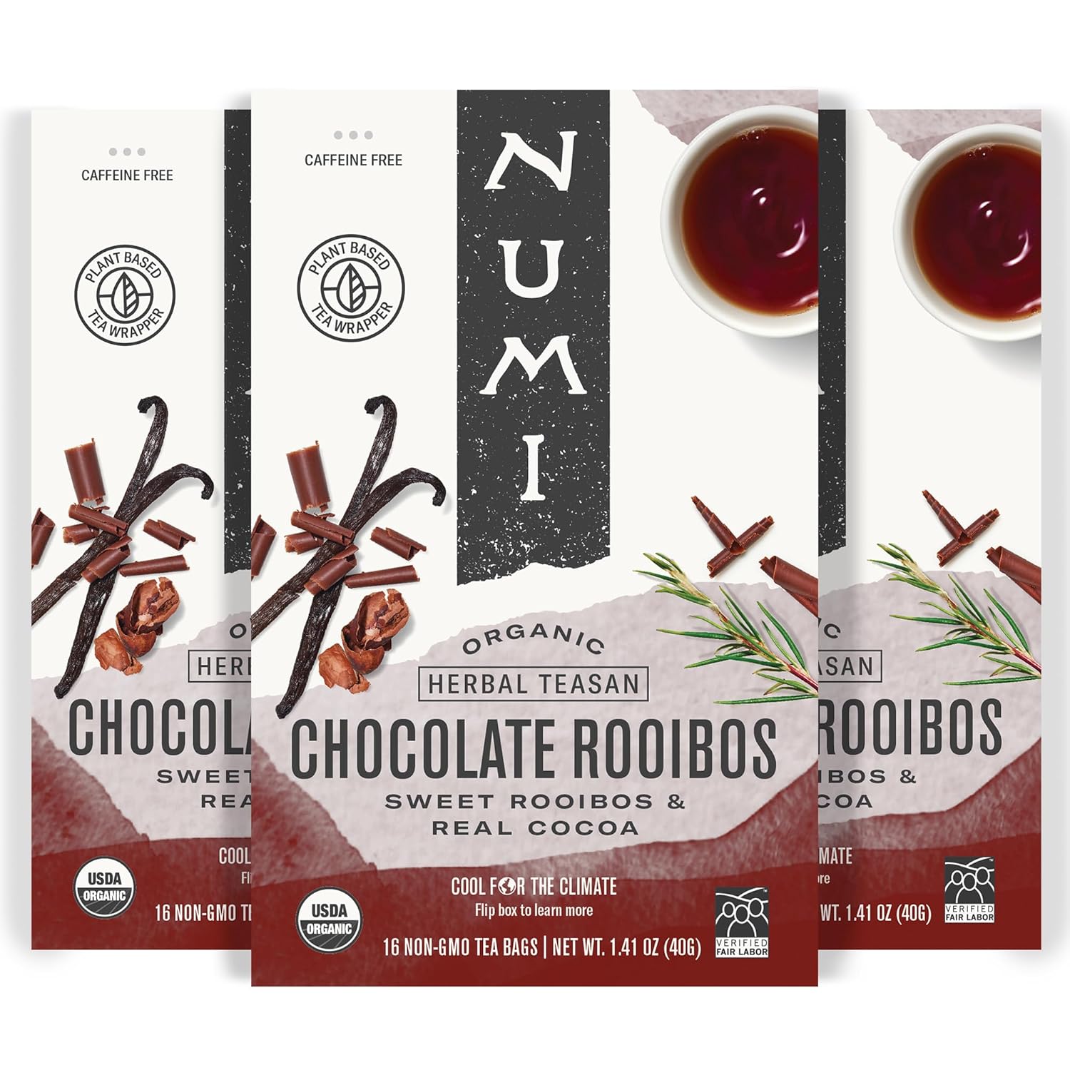 Numi Organic Rooibos Tea, 100 Tea Bags, South African Red Tea, Caffeine Free Herbal Tea