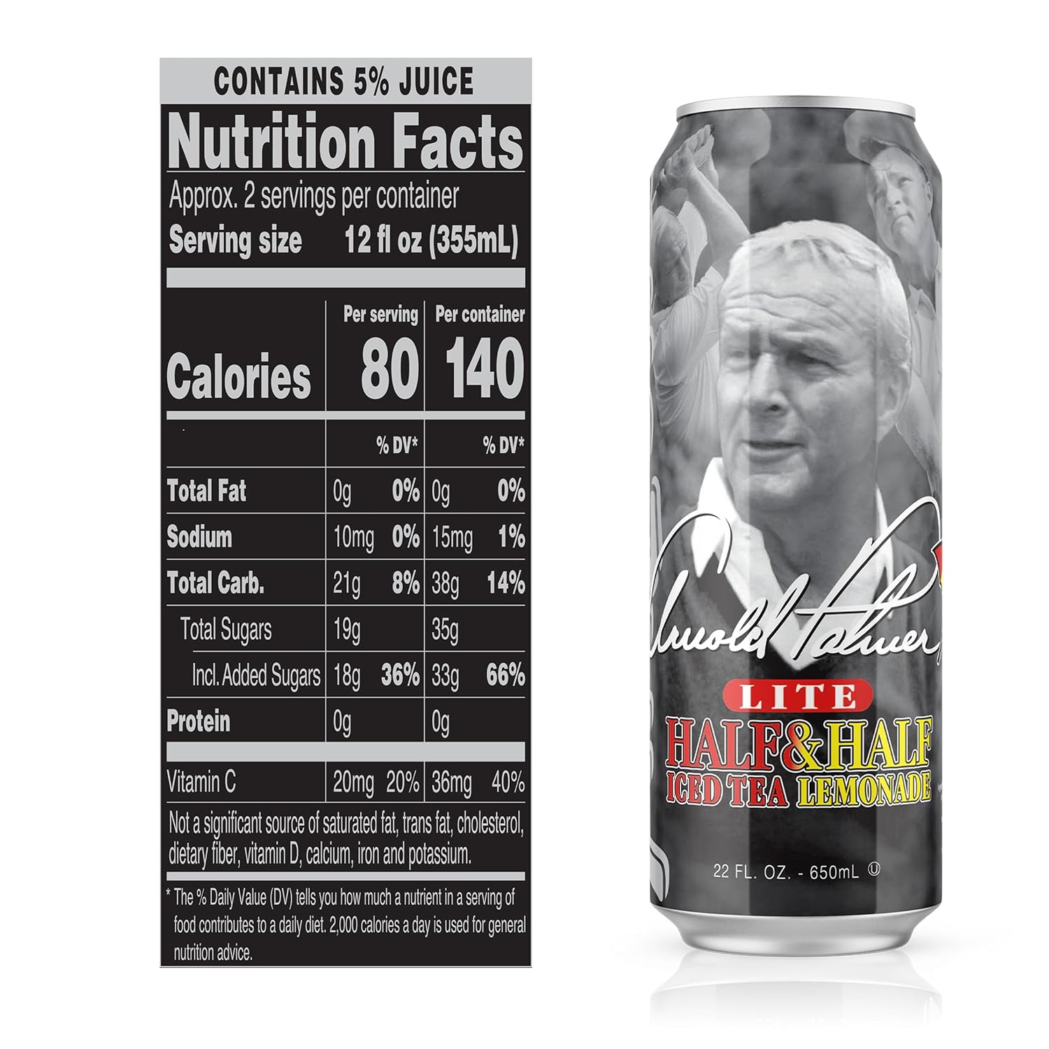 Arizona Arnold Palmer Half And Half - Big Can, 22 Fl Oz (Pack Of 12)