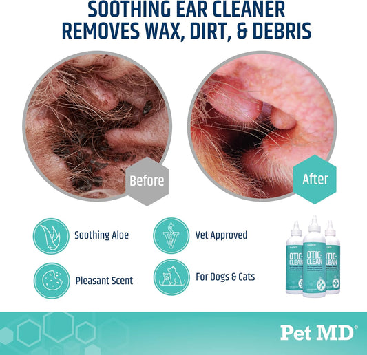 Pet Md Cat & Dog Ear Cleaner - Otic Ear Solution For Dogs - Pet Ear Cleaner - Cat Ear Cleaner Liquid - Cat & Dog Cleaning Supplies - Sugar Cookie Scent - 8 Oz