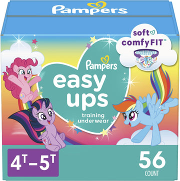 Pampers Easy Ups Girls & Boys Potty Training Pants - Size 4T-5T, 56 Count, My Little Pony Training Underwear (Packaging May Vary)