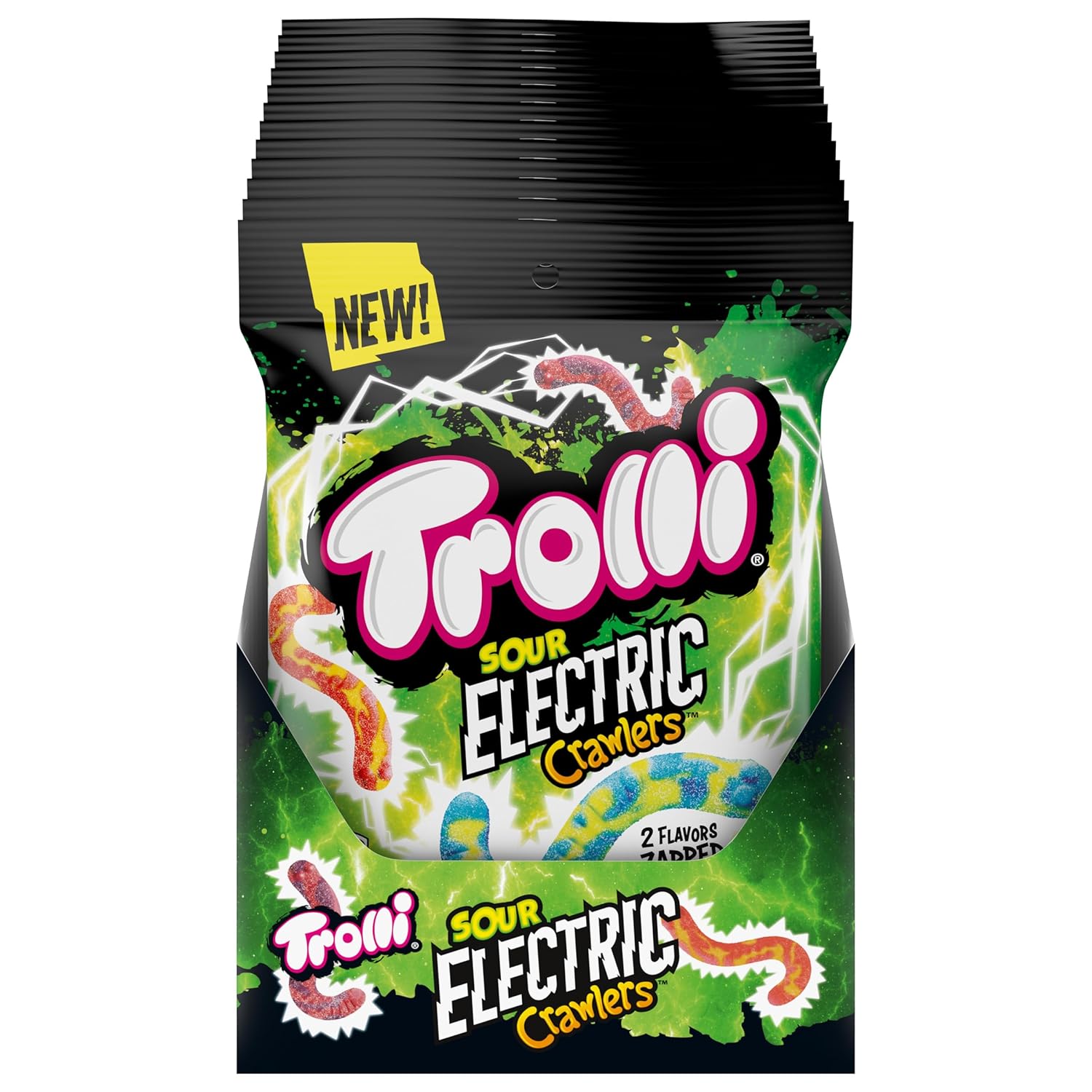 Trolli Electric Crawlers, Sour Gummy Candy, 4.25 Ounce Bags (Pack Of 12)