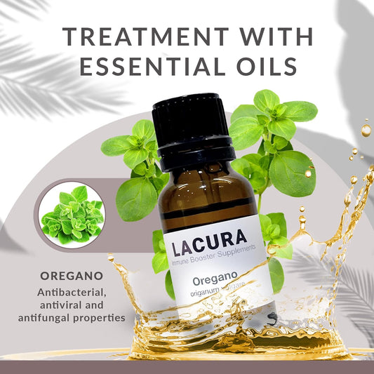 LaCura Oregano Oil, Pure and Potent Essential Oils, Immune-Boosting Oregano Oil Drops for Respiratory Support, Allergies, and Other Discomforts, Therapeutic-Grade, Multi-Use Plant Extract, 15mL