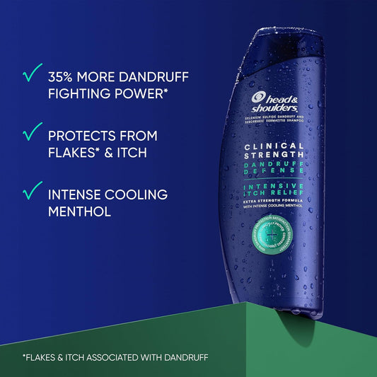 Head & Shoulders Clinical Strength Dandruff Shampoo, Selenium Sulfide Dandruff Defense, Intensive Itch Relief, Seborrheic Dermatitis Relief, Cooling Menthol, 13.5 Fl Oz Each, 2 Pack